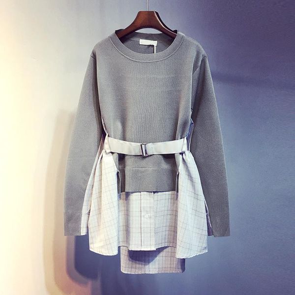 women's sweaters fstfshion fake two-piece knitted sweater 2021 bottoming coat medium and long loose autumn women, White;black
women's sweaters fstfshion fake two-piece knitted sweater 2021 bottoming coat medium and long loose autumn women, White;black