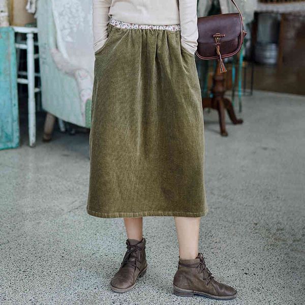 johnature women corduroy vintage skirts elastic waist pockets solid color autumn high waist soft women a-line skirts 210521, Black
johnature women corduroy vintage skirts elastic waist pockets solid color autumn high waist soft women a-line skirts 210521, Black