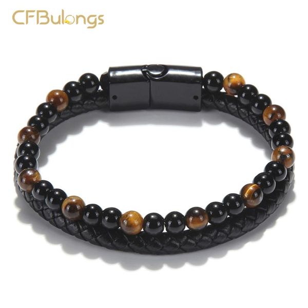 charm bracelets cfbulongs natural stone braided leather bracelet men stainless steel black magnetic clasp tiger eye bead jewelry 2021, Golden;silver
charm bracelets cfbulongs natural stone braided leather bracelet men stainless steel black magnetic clasp tiger eye bead jewelry 2021, Golden;silver