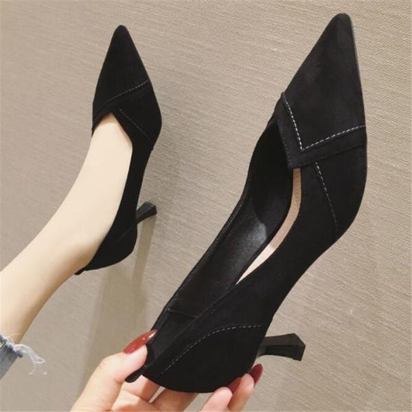 dress shoes style women's high-heeled with thin heels and pointed shallow suede girl-style red bottom high, Black
dress shoes style women's high-heeled with thin heels and pointed shallow suede girl-style red bottom high, Black