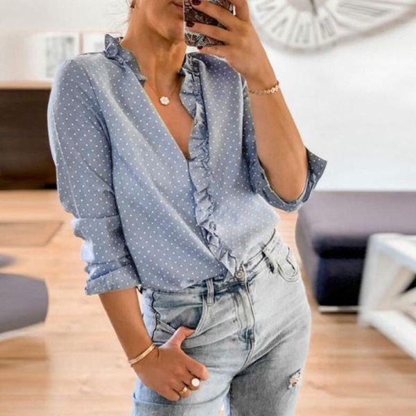 fashion women wave point dot printed blouse casual cotton long sleeve v-neck ruffles office shirt blusas mujer#35 women's blouses & sh, White
fashion women wave point dot printed blouse casual cotton long sleeve v-neck ruffles office shirt blusas mujer#35 women's blouses & sh, White