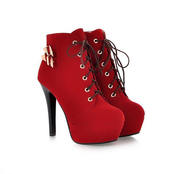 boots ankle round head with stiletto waterproof platform women shoes tie large size 40-43 no.274, Black
boots ankle round head with stiletto waterproof platform women shoes tie large size 40-43 no.274, Black