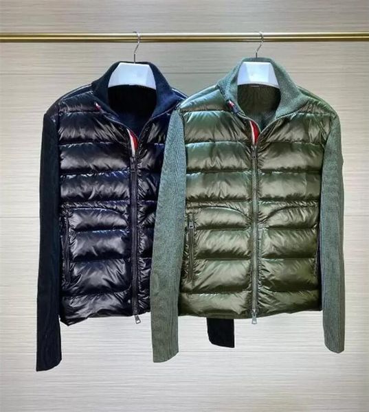 men branded knitting stand collar down coat thick warm double zipper design jacket slim parkas black /green color size mlxl
men branded knitting stand collar down coat thick warm double zipper design jacket slim parkas black /green color size mlxl