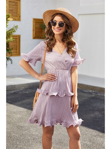 21fw ruffle folds casual soild color everyone summer dresses v neck designer womens clothing, Black;gray
21fw ruffle folds casual soild color everyone summer dresses v neck designer womens clothing, Black;gray