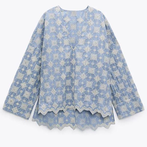 women's blouses & shirts zaaho 2021 summer women embroidery hollow out blouse vintage v neck long sleeve female chic blusas mujer., White
women's blouses & shirts zaaho 2021 summer women embroidery hollow out blouse vintage v neck long sleeve female chic blusas mujer., White
