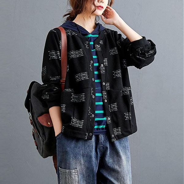 women autumn casual jackets arrival 2021 simple style letter print all-match loose ladies black outerwear coats s1899 women's, Black;brown
women autumn casual jackets arrival 2021 simple style letter print all-match loose ladies black outerwear coats s1899 women's, Black;brown