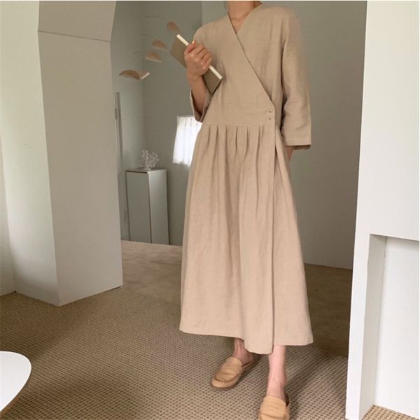 fashion chic retro v-neck cross solid autumn women fresh vintage all match office ladies brief full-sleeved long dresses 210421, Black;gray
fashion chic retro v-neck cross solid autumn women fresh vintage all match office ladies brief full-sleeved long dresses 210421, Black;gray