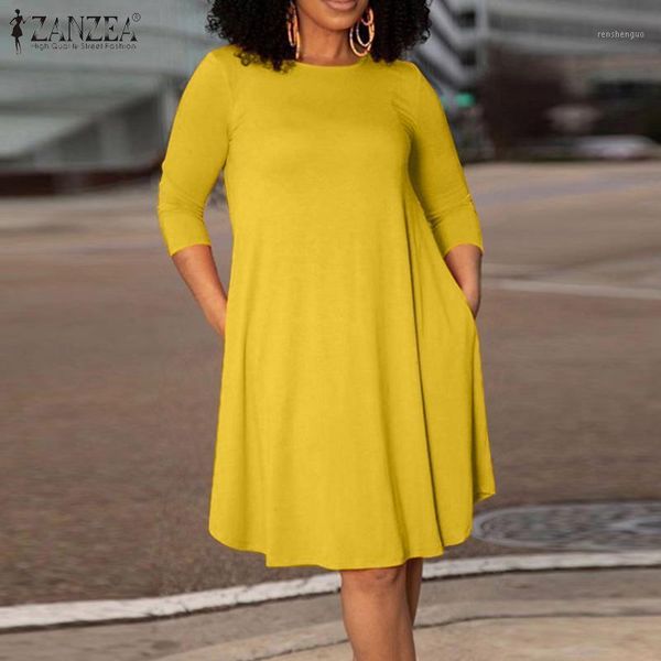 casual dresses 2021 zanzea women elegant o neck 3/4 sleeve solid ol sundress autumn dress robe femme party office work vestidos oversize, Black;gray
casual dresses 2021 zanzea women elegant o neck 3/4 sleeve solid ol sundress autumn dress robe femme party office work vestidos oversize, Black;gray