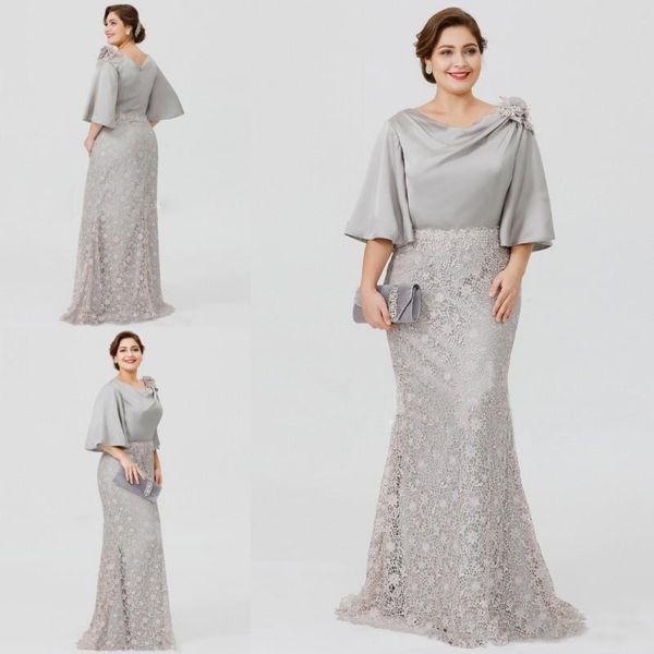 grey silver lace mother of the bride dresses half sleeve lace mermaid wedding guest dress plus size formal evening wear gowns, Black;red
grey silver lace mother of the bride dresses half sleeve lace mermaid wedding guest dress plus size formal evening wear gowns, Black;red