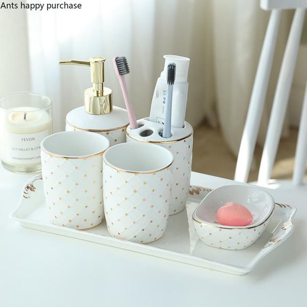 bath accessory set nordic bathroom five-piece ceramics golden spots mouthwash cup toothbrush holder lotion bottle soap dish household wash
bath accessory set nordic bathroom five-piece ceramics golden spots mouthwash cup toothbrush holder lotion bottle soap dish household wash