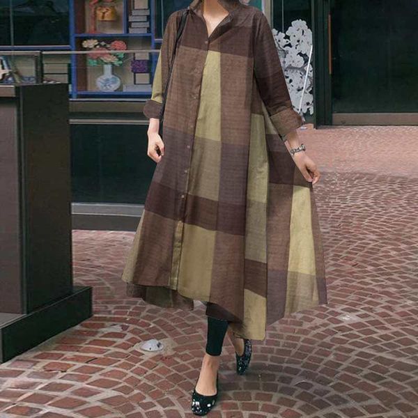 vintage plaid dresses lapel long sleeve sundress 2021 autumn women asymmetrical dress casual loose print fashion vestidos, Black;gray
vintage plaid dresses lapel long sleeve sundress 2021 autumn women asymmetrical dress casual loose print fashion vestidos, Black;gray