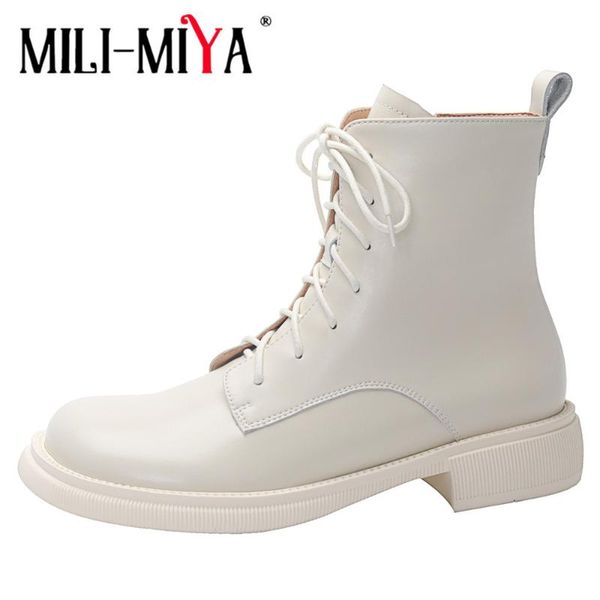 boots mili-miya genuine cow leather women ankle autumn winter lace up round toe low heel black party office wild shoes beige
boots mili-miya genuine cow leather women ankle autumn winter lace up round toe low heel black party office wild shoes beige