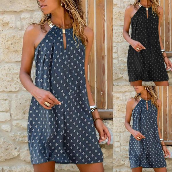 casual fashion metal hanging neck women dresses diamond print sleeveless, Black;gray
casual fashion metal hanging neck women dresses diamond print sleeveless, Black;gray