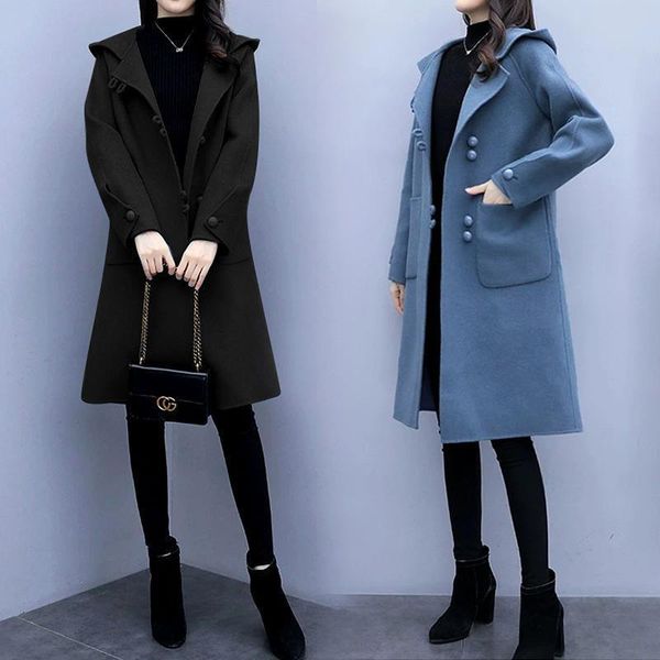 women's wool & blends 2021 autumn winter temperament coats women vintage fashionable outerwear for ladies casual clothing, Black
women's wool & blends 2021 autumn winter temperament coats women vintage fashionable outerwear for ladies casual clothing, Black
