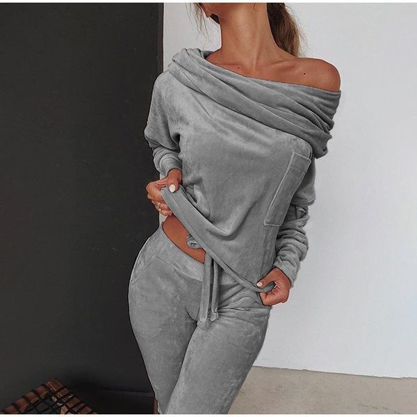 sets fashion solid casual women tracksuits slash neck clothing long sleeves full length elastic waist pants loose, Gray
sets fashion solid casual women tracksuits slash neck clothing long sleeves full length elastic waist pants loose, Gray