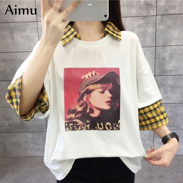 women's t-shirt fashion woman tshirt summer clothing korean cotton casual fake two three quarter sleeve t-shirt female white overs
women's t-shirt fashion woman tshirt summer clothing korean cotton casual fake two three quarter sleeve t-shirt female white overs