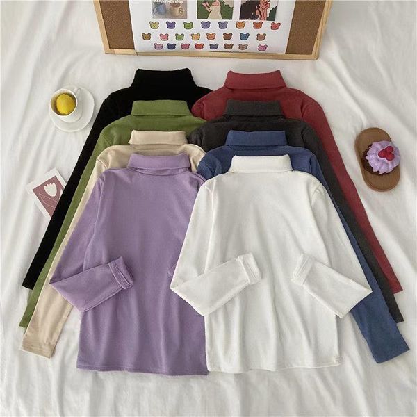 autumn and winter turtleneck solid long sleeve woman t-shirt female plus velvet warm all -match basic student tshirt chic women's, White
autumn and winter turtleneck solid long sleeve woman t-shirt female plus velvet warm all -match basic student tshirt chic women's, White