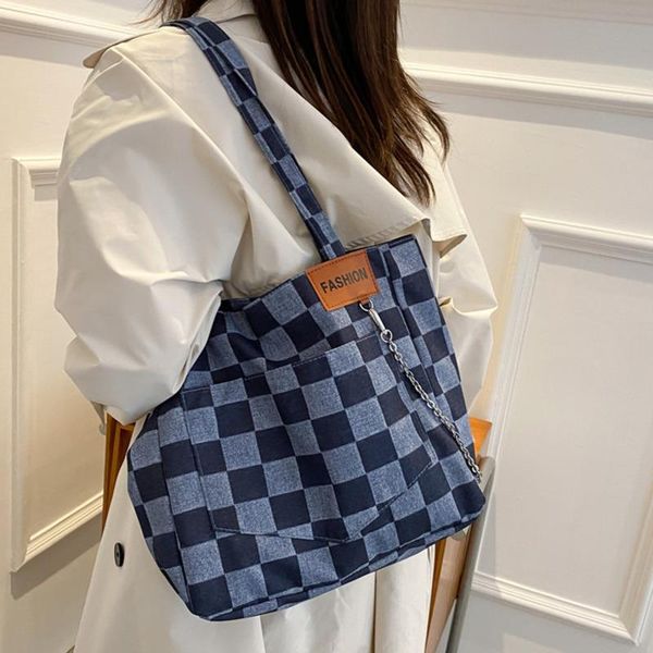 evening bags large capacity canvas bag women's 2021 versatile design blue lattice single shoulder cowboy portable belt chain tote
evening bags large capacity canvas bag women's 2021 versatile design blue lattice single shoulder cowboy portable belt chain tote