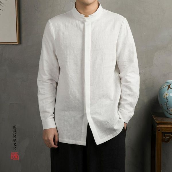 men's casual shirts chinese style linen jacquard long sleeve shirt cotton jacket middle aged and old autumn, White;black
men's casual shirts chinese style linen jacquard long sleeve shirt cotton jacket middle aged and old autumn, White;black