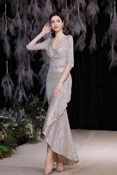 party dresses silver evening 2021 sequined mermaid deep v neck 3/4 three quarter sleeves short front long back gowns stock, White;black
party dresses silver evening 2021 sequined mermaid deep v neck 3/4 three quarter sleeves short front long back gowns stock, White;black