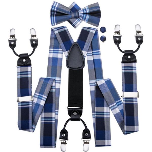 men's vests men suspenders plaid party wedding classic 6 clips silk bow tie pocket square set blue black pink y shape adjustable braces, Black;white
men's vests men suspenders plaid party wedding classic 6 clips silk bow tie pocket square set blue black pink y shape adjustable braces, Black;white