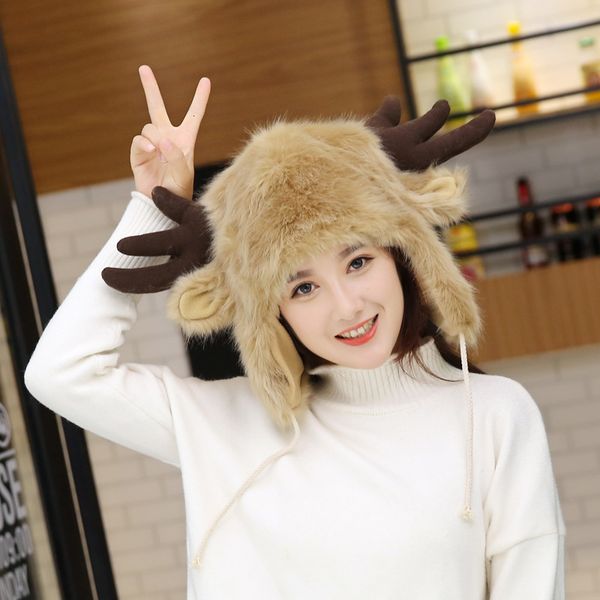 winter double layer warm fur hat antler lei feng women's northeast outdoor plush thick ear, Blue;gray
winter double layer warm fur hat antler lei feng women's northeast outdoor plush thick ear, Blue;gray