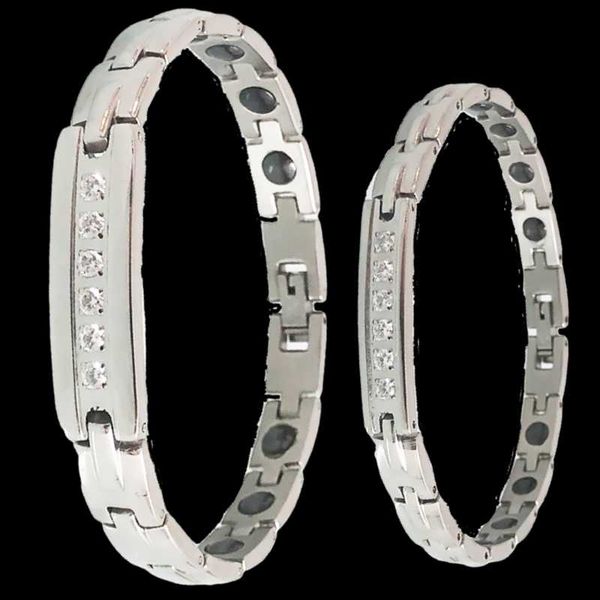 link, chain couple polished stainelss steel crystal inlaid bracelet health care germanium therapy magnetic wristband for men women jewelry, Black
link, chain couple polished stainelss steel crystal inlaid bracelet health care germanium therapy magnetic wristband for men women jewelry, Black