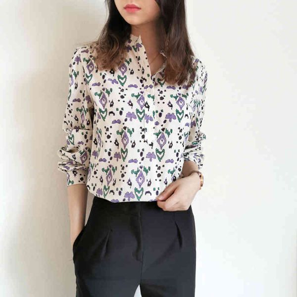 suit women's o-neck blouse printed long sleeve early autumn buttons shirt, White;black
suit women's o-neck blouse printed long sleeve early autumn buttons shirt, White;black