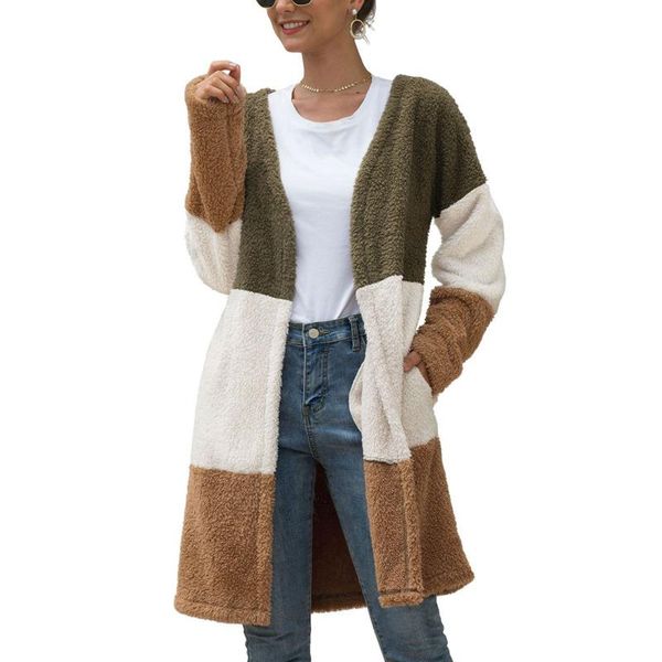 women's wool & blends xuxi three-color stitching thin overcoat women streetwear plush loose open stitch long sleeve coat casual autumn, Black
women's wool & blends xuxi three-color stitching thin overcoat women streetwear plush loose open stitch long sleeve coat casual autumn, Black