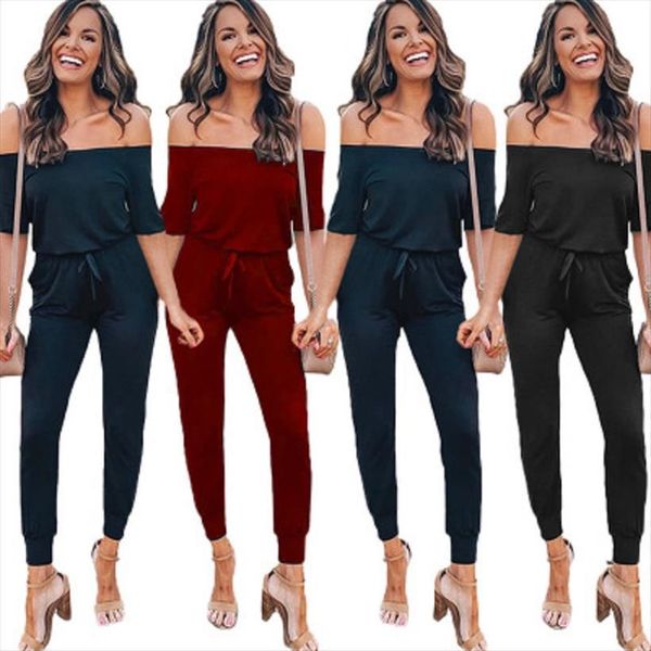 off the shoulder women jumpsuit short sleeve long pants lace up streetwear big size casual, Black;white
off the shoulder women jumpsuit short sleeve long pants lace up streetwear big size casual, Black;white