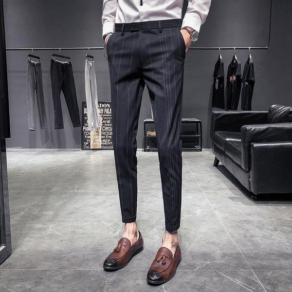 men's suits & blazers 2021 spring summer fashion men business dress pants striped office social casual suit slim fit trousers costume h, White;black
men's suits & blazers 2021 spring summer fashion men business dress pants striped office social casual suit slim fit trousers costume h, White;black