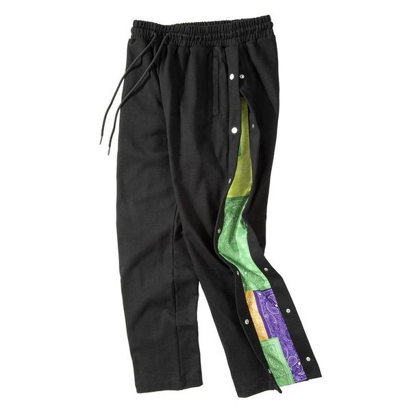 men's casual sports pants spring autumn high street cashew flower stitching terry joggers men clothing, Black
men's casual sports pants spring autumn high street cashew flower stitching terry joggers men clothing, Black