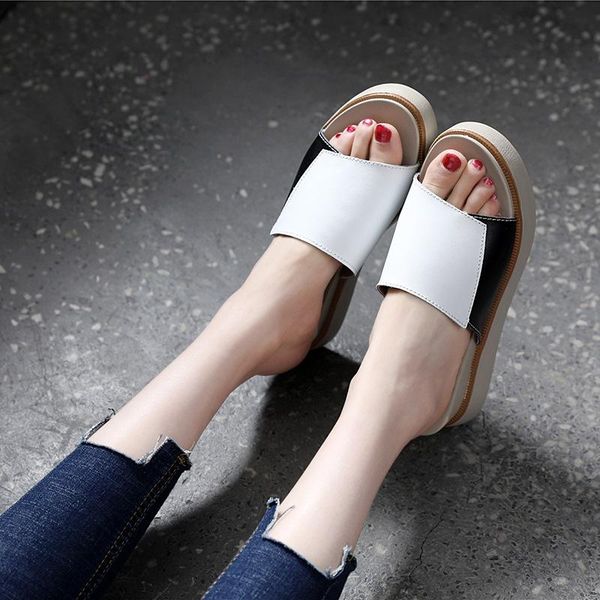 slippers 2021 summer women's color matching fashion harajuku style leather wild open toe thick bottom wear-resistant sandals, Black
slippers 2021 summer women's color matching fashion harajuku style leather wild open toe thick bottom wear-resistant sandals, Black