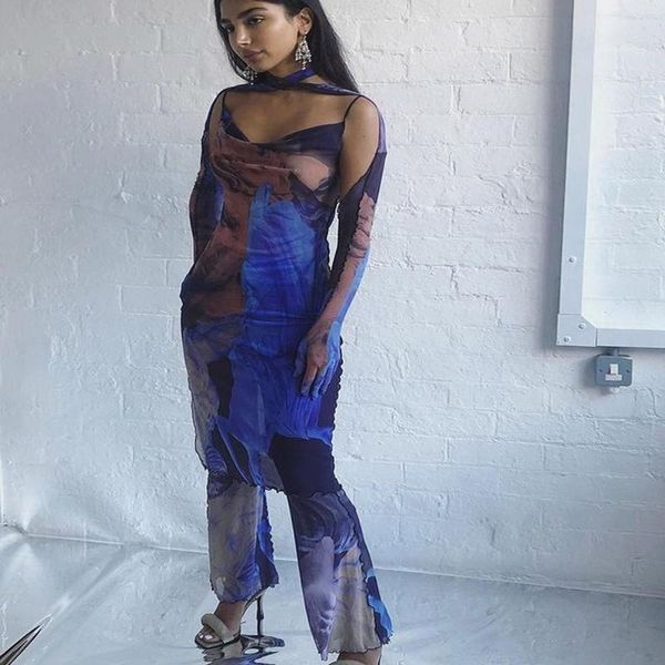 women's two piece pants kgfigu 2021 spring and autumn style suspender trousers sleeve printing dyeing three suit, White
women's two piece pants kgfigu 2021 spring and autumn style suspender trousers sleeve printing dyeing three suit, White
