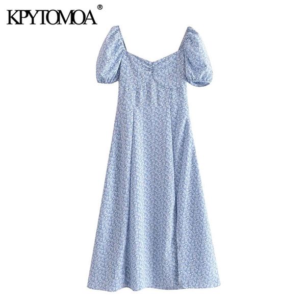 women chic fashion floral print front slit midi dress puff sleeve back elastic female dresses vestidos 210420, Black;gray
women chic fashion floral print front slit midi dress puff sleeve back elastic female dresses vestidos 210420, Black;gray