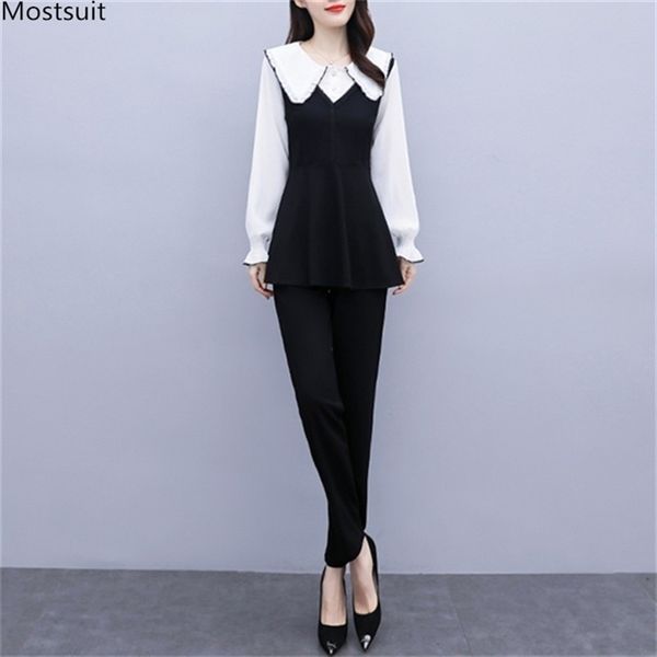 women autumn elegant fashion two piece set 5xl plus size long sleeve tunic and elastic waist pants korean outfits 210513, White
women autumn elegant fashion two piece set 5xl plus size long sleeve tunic and elastic waist pants korean outfits 210513, White