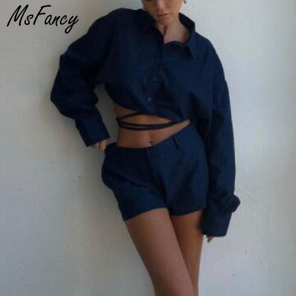 women's tracksuits msfancy summer shorts sets women elegant blue striped bandage crop high waist 2021 mujer 2 pieces suit, Gray
women's tracksuits msfancy summer shorts sets women elegant blue striped bandage crop high waist 2021 mujer 2 pieces suit, Gray
