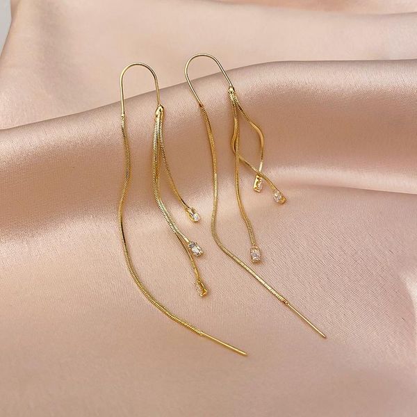 stud design crystal wire drop earrings women, Golden;silver
