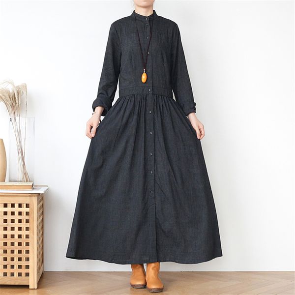johnature women shirt dresses stand long sleeve button spring striped solid color cotton women elegant a-line dresses 210521, Black;gray
johnature women shirt dresses stand long sleeve button spring striped solid color cotton women elegant a-line dresses 210521, Black;gray
