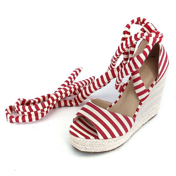 dress shoes 2021 fashion ankle-wrap canvas wedges cover heel lace-up striped high platform leisure casual woman comfy sandals, Black
dress shoes 2021 fashion ankle-wrap canvas wedges cover heel lace-up striped high platform leisure casual woman comfy sandals, Black