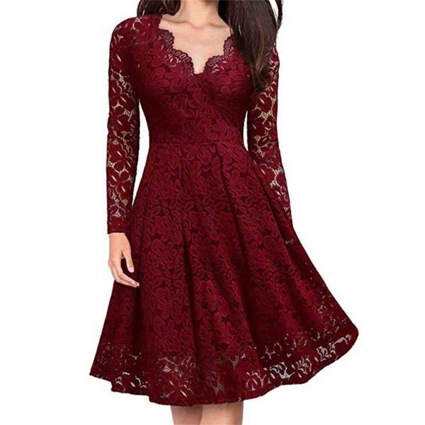 casual dresses ladies party evening mini dress lace hollow out a-line high waist embroidered v-neck vestidos autumn hip robes 2021, Black;gray
casual dresses ladies party evening mini dress lace hollow out a-line high waist embroidered v-neck vestidos autumn hip robes 2021, Black;gray