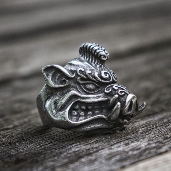 wild boar stainless steel men rings sus scrofa biker ring animal jewelry, Silver
wild boar stainless steel men rings sus scrofa biker ring animal jewelry, Silver