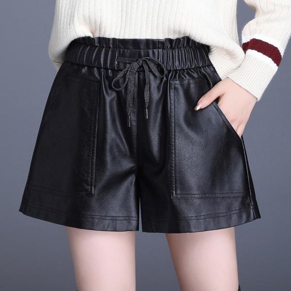 women's shorts 2021 autumn winter high waist pu leather ladies black women casual plus size, White;black
women's shorts 2021 autumn winter high waist pu leather ladies black women casual plus size, White;black