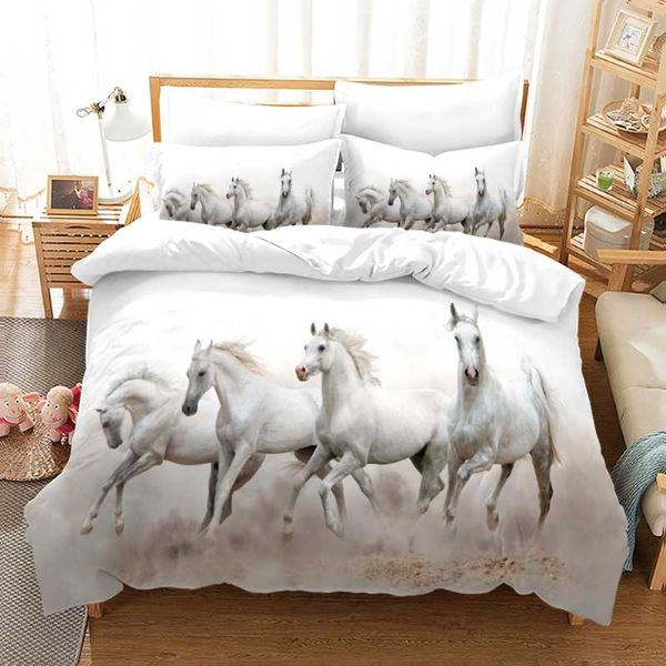 bedding sets horse set single twin full king size animal horses bed children's kid bedroom duvetcover 3d 020