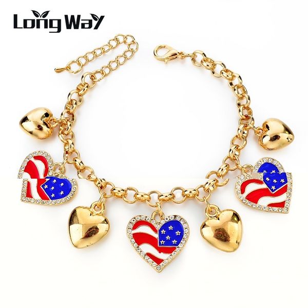 longway us country flag bracelets with heart pendant fashion glass gem gold color link chain bangles jewelry gift, Golden;silver
longway us country flag bracelets with heart pendant fashion glass gem gold color link chain bangles jewelry gift, Golden;silver