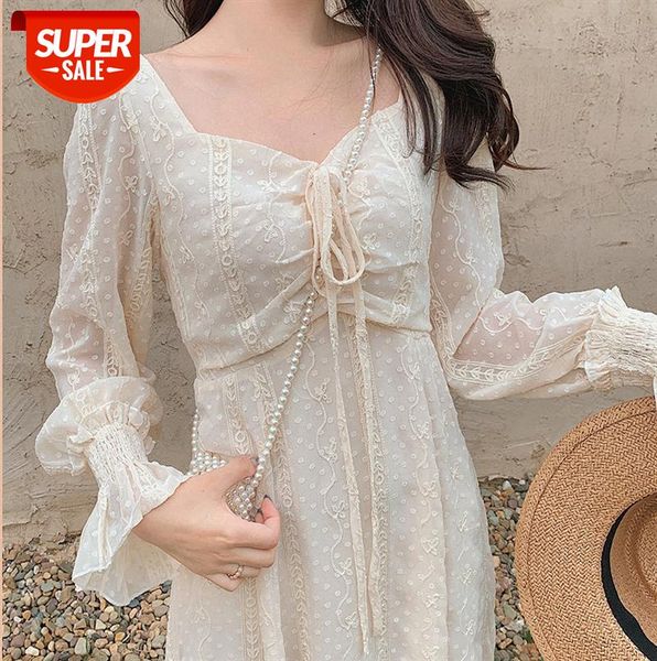 french retro flared sleeves, square neckline, drawstring waist, thin, long sleeved dress, women's spring lace dress #s44y, Black;gray
french retro flared sleeves, square neckline, drawstring waist, thin, long sleeved dress, women's spring lace dress #s44y, Black;gray