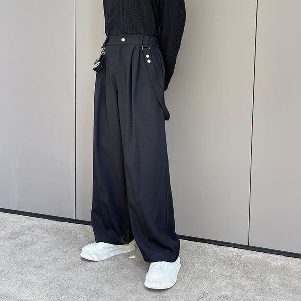 men's pants summer thin design sense korean version trend vertical ice silk casual wide leg ribbon floor dragging we, Black
men's pants summer thin design sense korean version trend vertical ice silk casual wide leg ribbon floor dragging we, Black