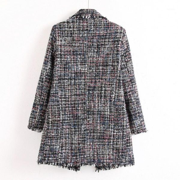 women's wool & blends 2021 european and american style autumn winter mid-length tweed pearl buckle fringed ladies plaid plus size jacke, Black
women's wool & blends 2021 european and american style autumn winter mid-length tweed pearl buckle fringed ladies plaid plus size jacke, Black