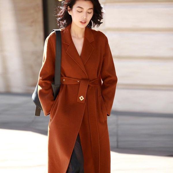 women's wool & blends aigyptos 2021 classic atmosphere wear simple h-type pure hand-sewn double-faced coat woolen female, Black
women's wool & blends aigyptos 2021 classic atmosphere wear simple h-type pure hand-sewn double-faced coat woolen female, Black
