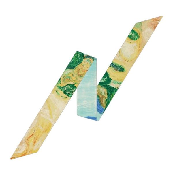 scarves 105*6cm long small silk oil printing hair ribbon tied decorative scarf bag for women, Blue;gray
scarves 105*6cm long small silk oil printing hair ribbon tied decorative scarf bag for women, Blue;gray